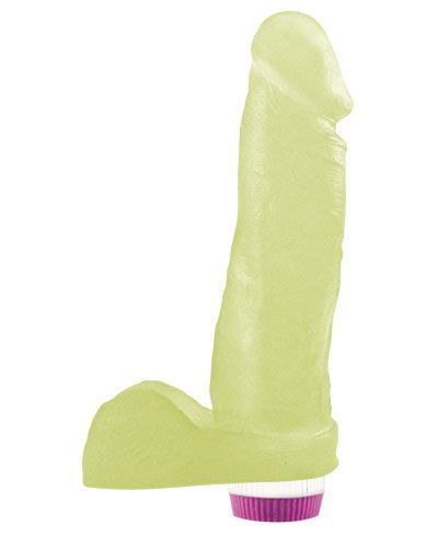 Prótese com escroto e vibrador 8- 20x4,5 cm- Fosforescente